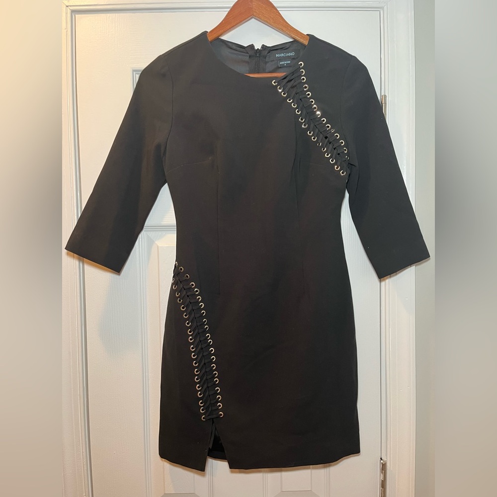 Marciano Black Lace Up Detail Minidress
